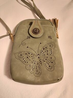 Butterfly Laser-Cut Crossbody Bag in Sage Green
